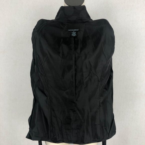 Cynthia Rowley Women's Size Med Black Polka Dot Button Front Coat Jacket Belted - Picture 7 of 9